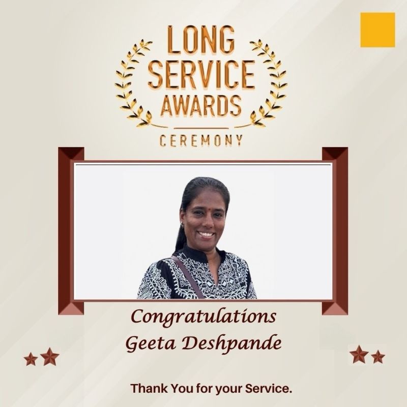 Geeta Deshpande — 25 Years Long Service Award